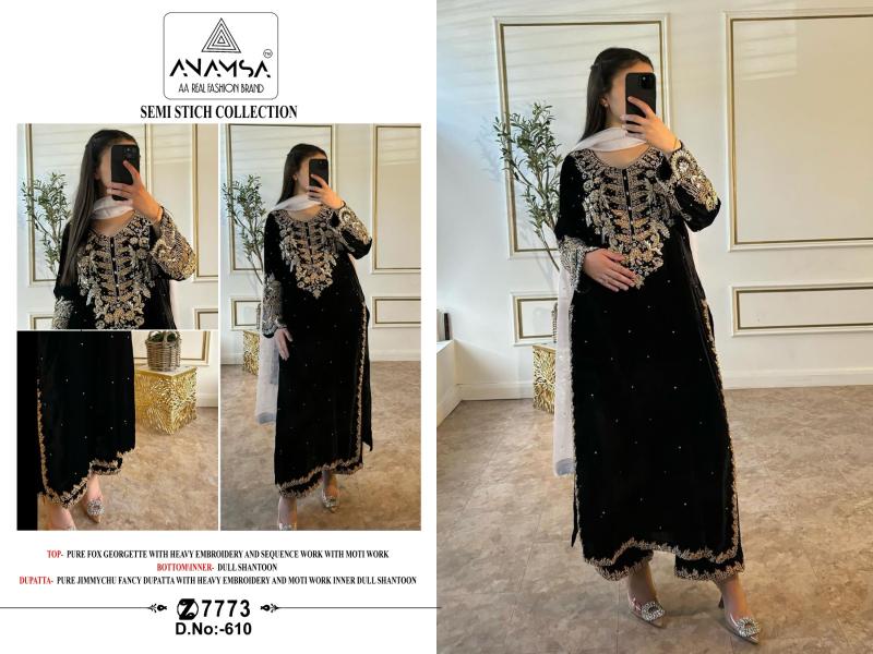 Anamsa 610 Georgette Embroidered original pakistani suits wholesale