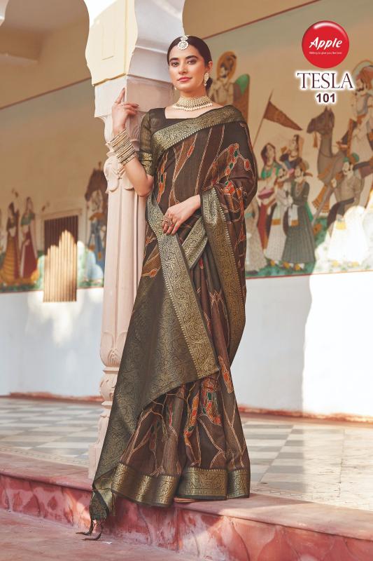Apple Tesla Beautiful Silk Woven Saree evening sarees online india