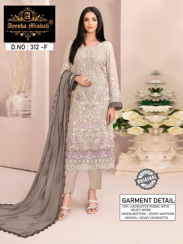 Ayesha Misbah 312 Georgette Pakistani Suits Wholesale Catalog
