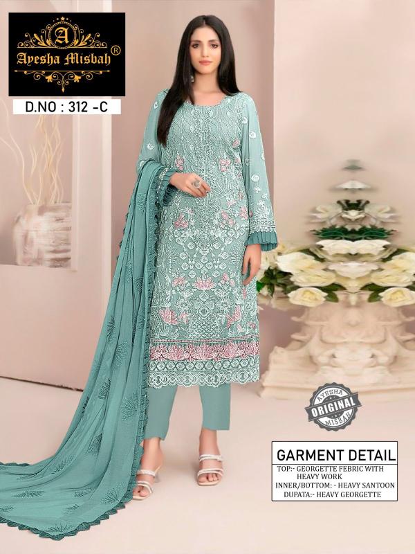Ayesha Misbah 312 Georgette Pakistani Suits Wholesale Catalog