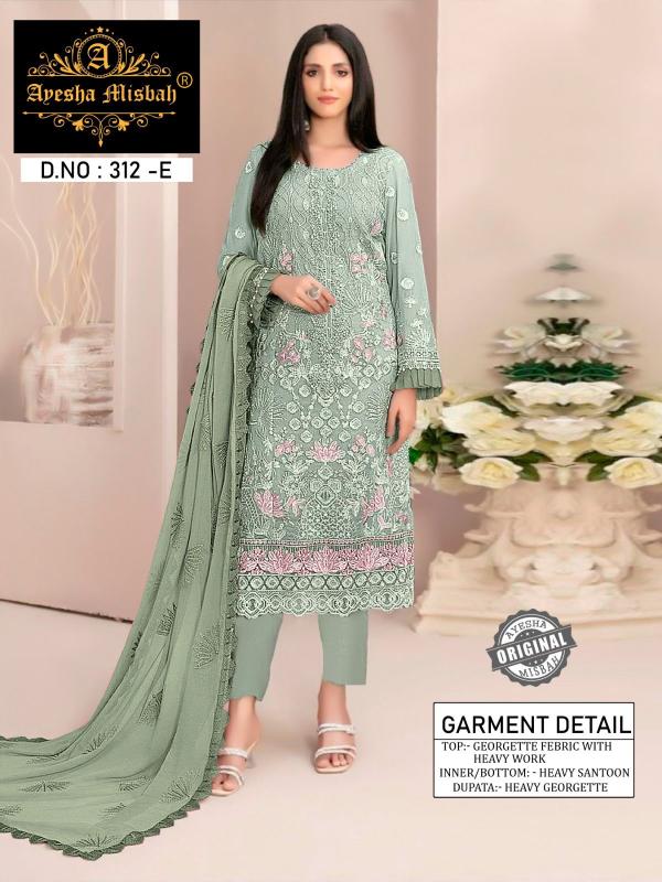Ayesha Misbah 312 Georgette Pakistani Suits Wholesale Catalog