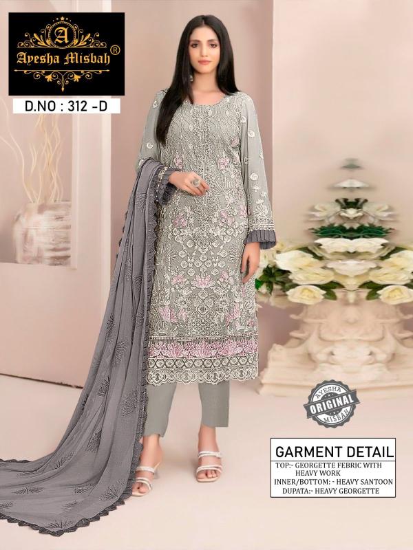 Ayesha Misbah 312 Georgette Pakistani Suits Wholesale Catalog