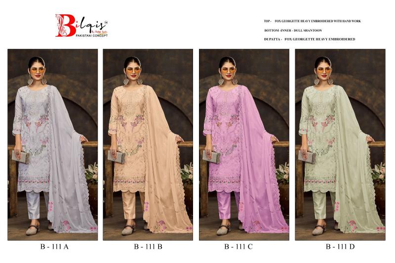 Bilqis B 111 ABCD Pakistani wholesale suits in allahabad