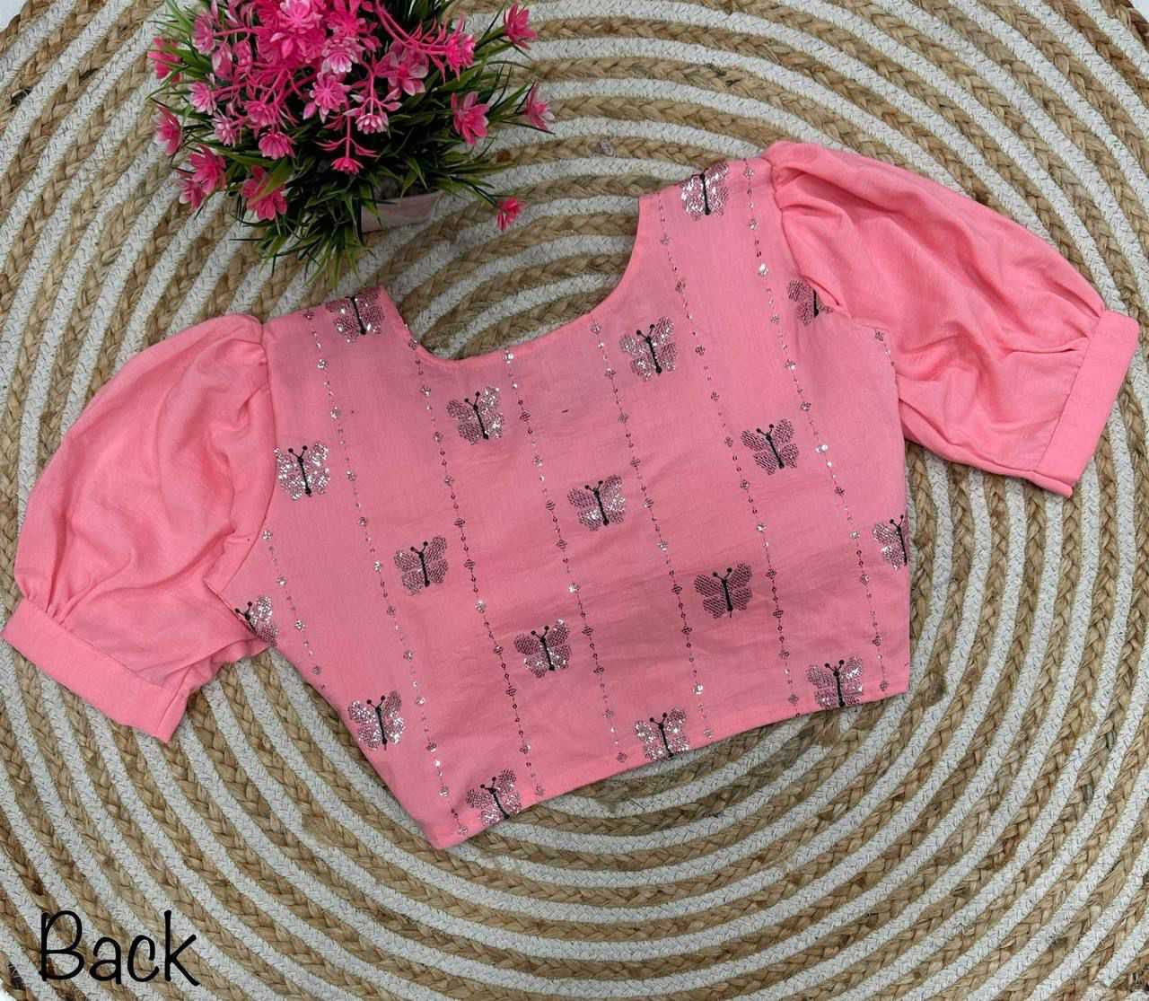 Blousewala Havy Cotton with beautiful Buterflly Seqance Embrodiary
