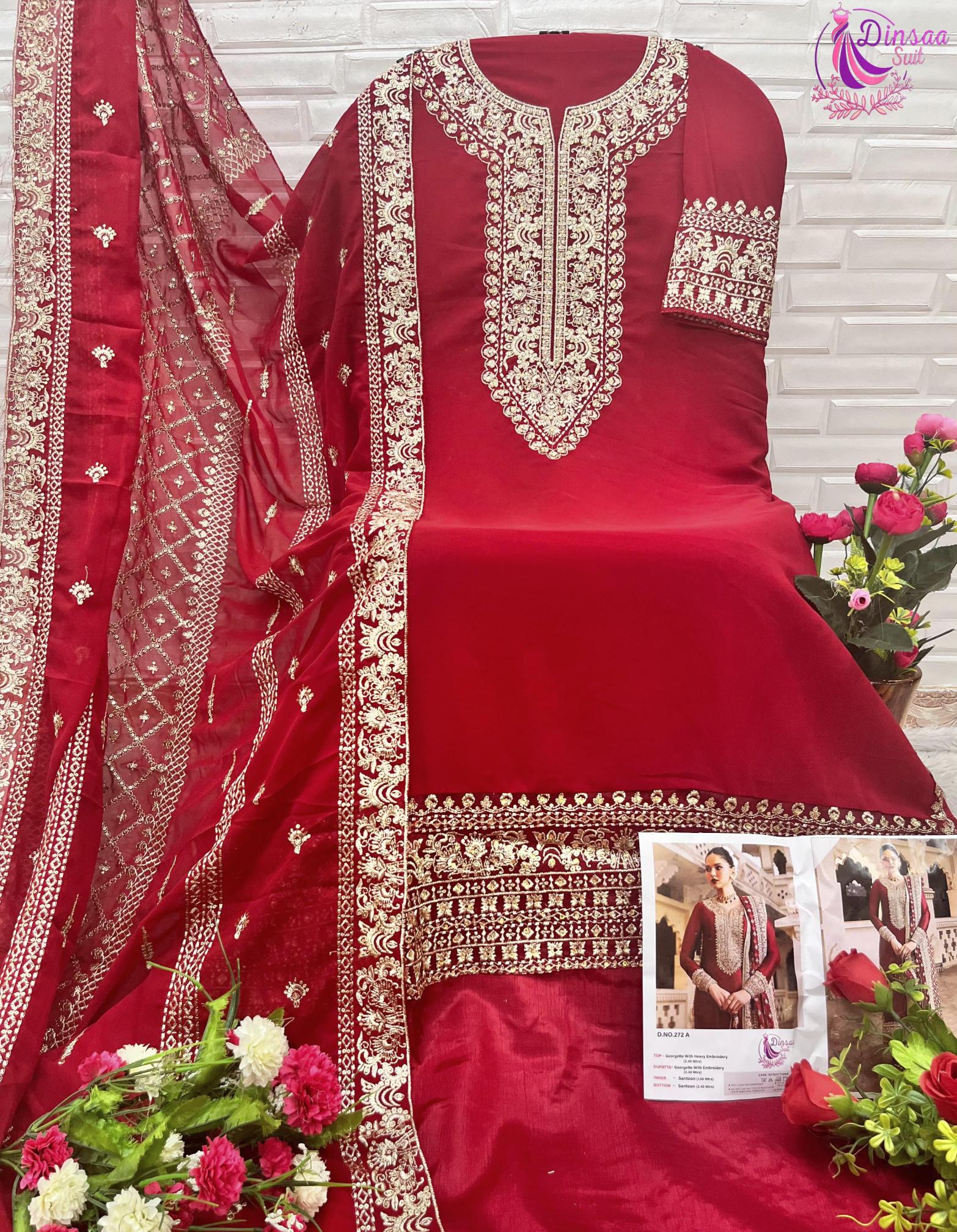 Dinsaa 272 A To B Georgette Designer Salwar Kameez Wholesale Catalog