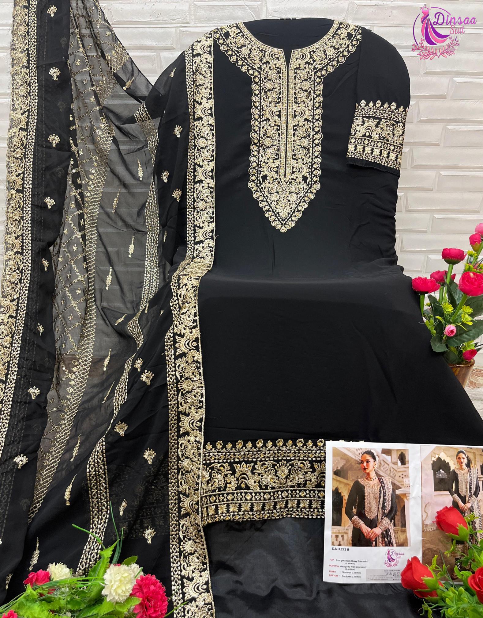 Dinsaa 272 A To B Georgette Designer Salwar Kameez Wholesale Catalog