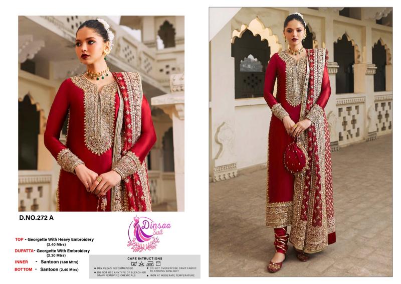 Dinsaa 272 A To B Georgette Designer Salwar Kameez Wholesale Catalog