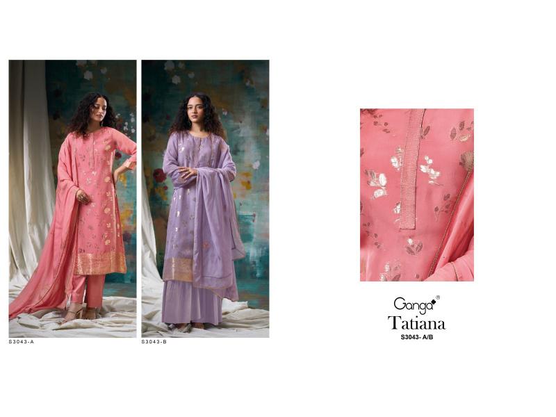 Ganga Tatiana 3043 Premium Pure Organza Silk Salwar Kameez Wholesale Catalog