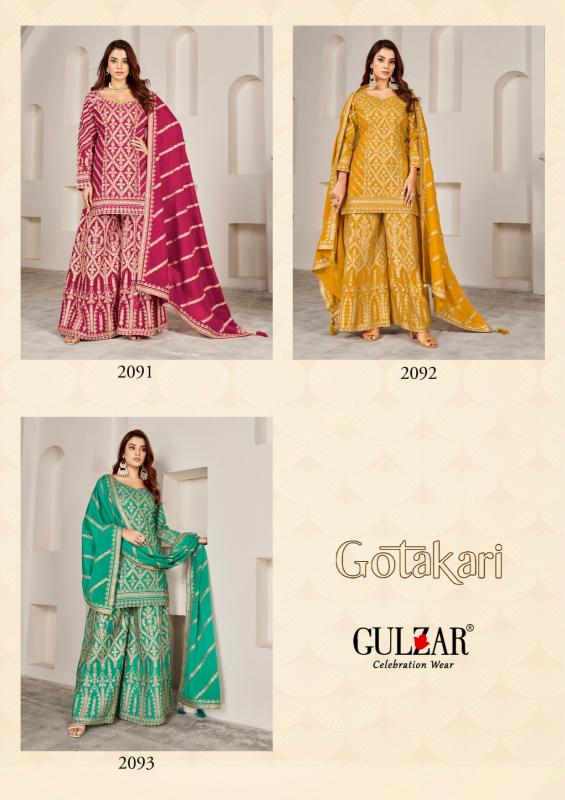 Gulzar Gotakari 2091 - 2093 Premium Chinnon Salwar Kameez Wholesale Catalog