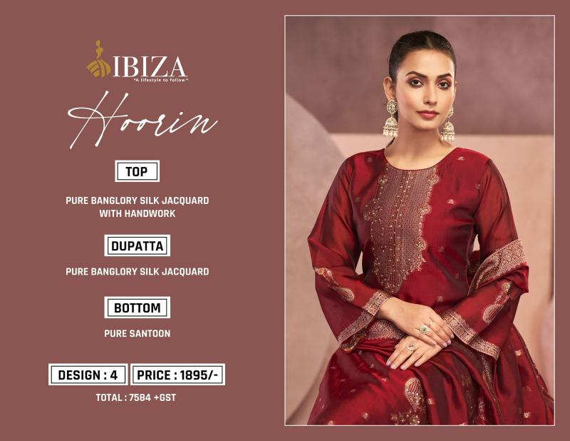 Ibiza Hoorin Pure Banglory Silk Jacquard Salwar Kameez Wholesale Catalog