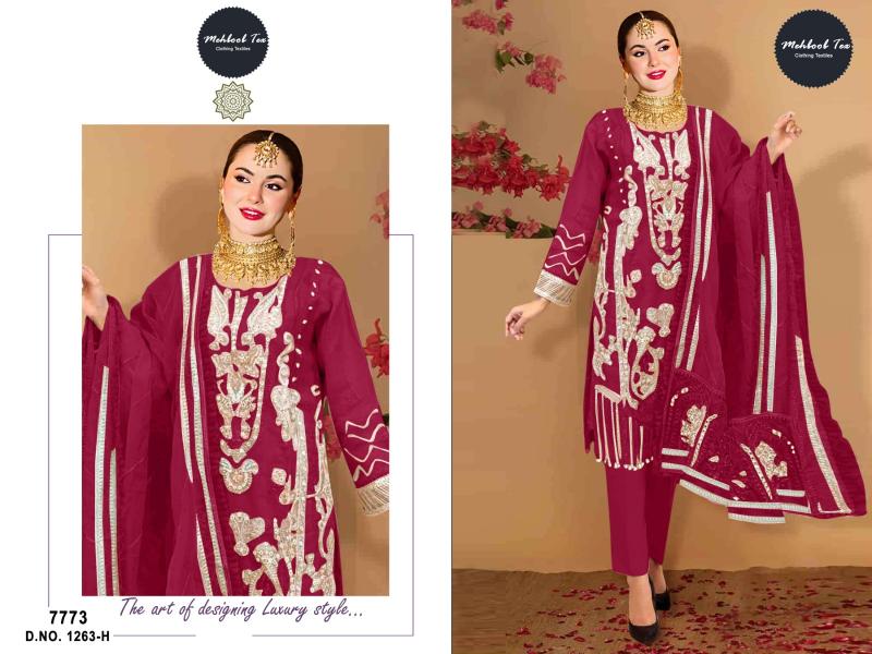 Mehboob Tex 1263 F To H Organza Pakistani Suit Wholesale Catalog 