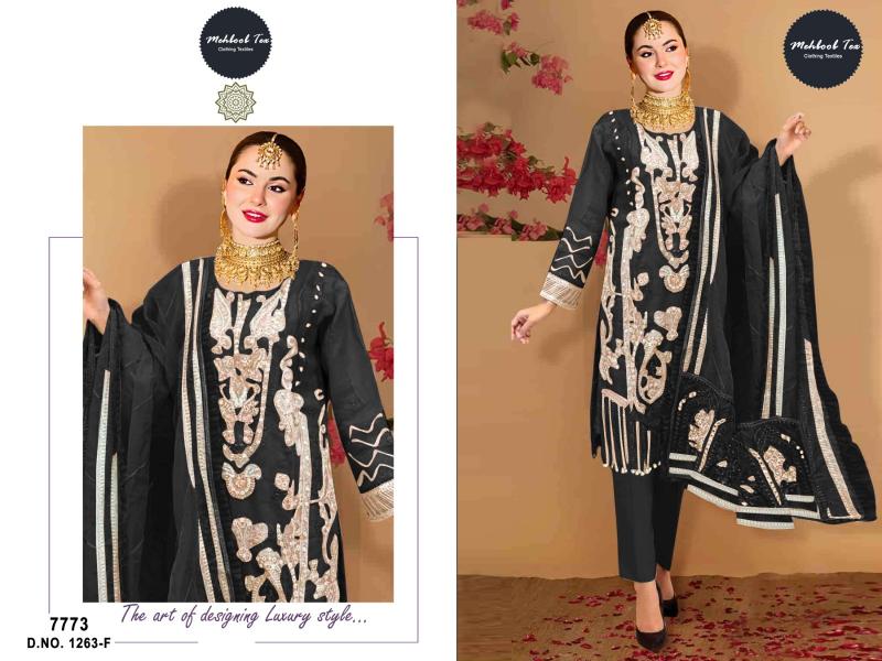 Mehboob Tex 1263 F To H Organza Pakistani Suit Wholesale Catalog 