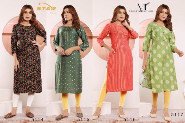 Moksh International Star Vol 2 Premium Viscose Maslin Print Kurti Wholesale Catalog