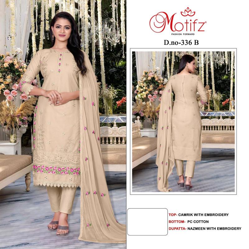 Motifz 336 camrik with embroidery Salwar Kameez Wholesale catalog