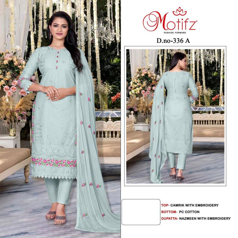 Motifz 336 camrik with embroidery Salwar Kameez Wholesale catalog