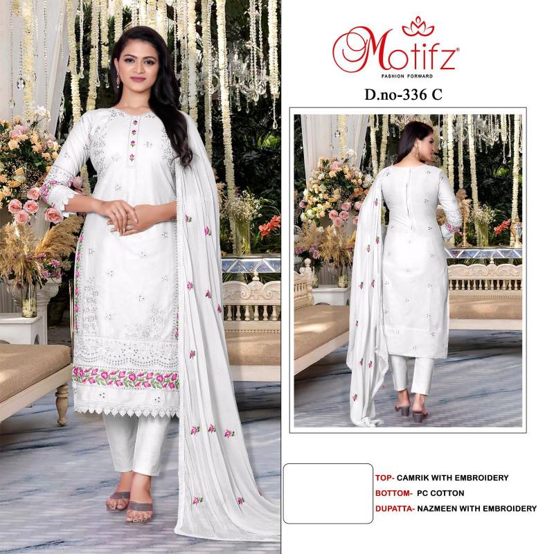 Motifz 336 camrik with embroidery Salwar Kameez Wholesale catalog