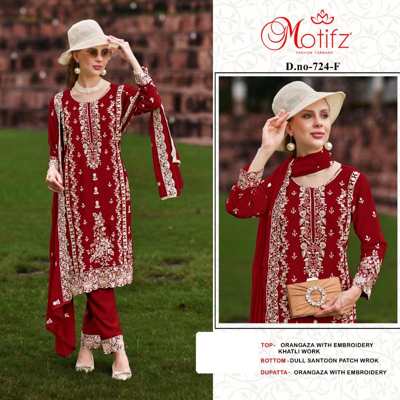 Motifz 724 Orangza pakistani suits wholesale surat