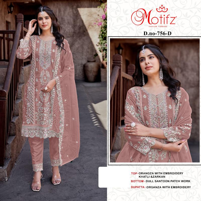 Motifz 756 ABCD Organza pakistani salwar suit wholesale