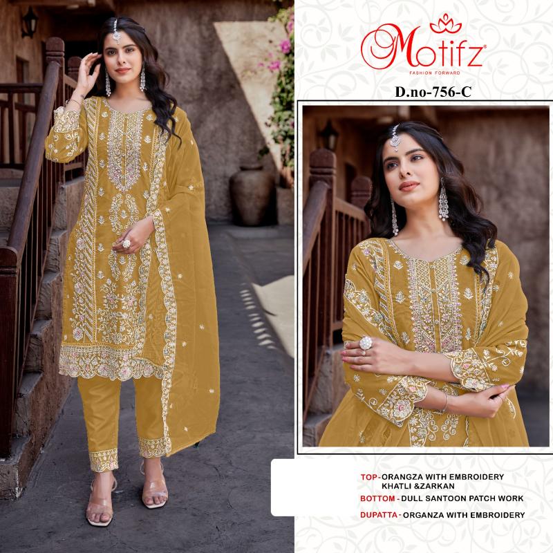 Motifz 756 ABCD Organza pakistani salwar suit wholesale