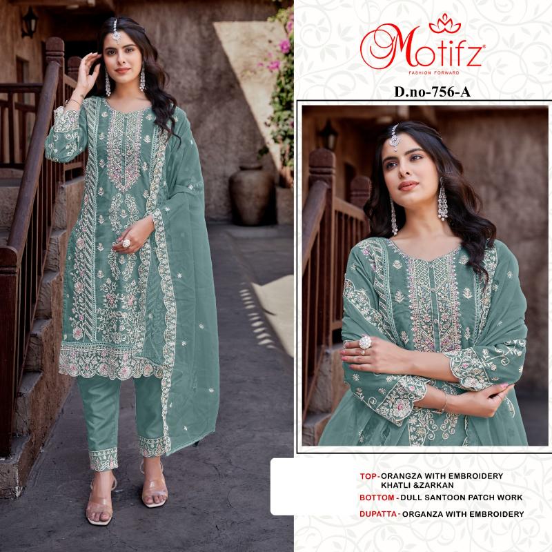 Motifz 756 ABCD Organza pakistani salwar suit wholesale