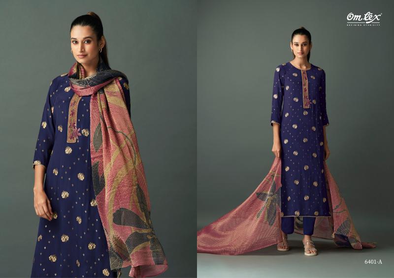 Omtex Tania Natural Crepe Jacquard Salwar Kameez Wholesale Catalog