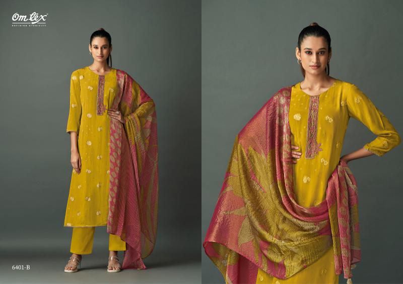 Omtex Tania Natural Crepe Jacquard Salwar Kameez Wholesale Catalog