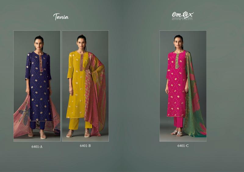 Omtex Tania Natural Crepe Jacquard Salwar Kameez Wholesale Catalog