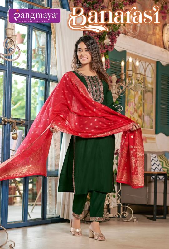 Rangmaya Banarasi banarasi kurti almond pattern in india