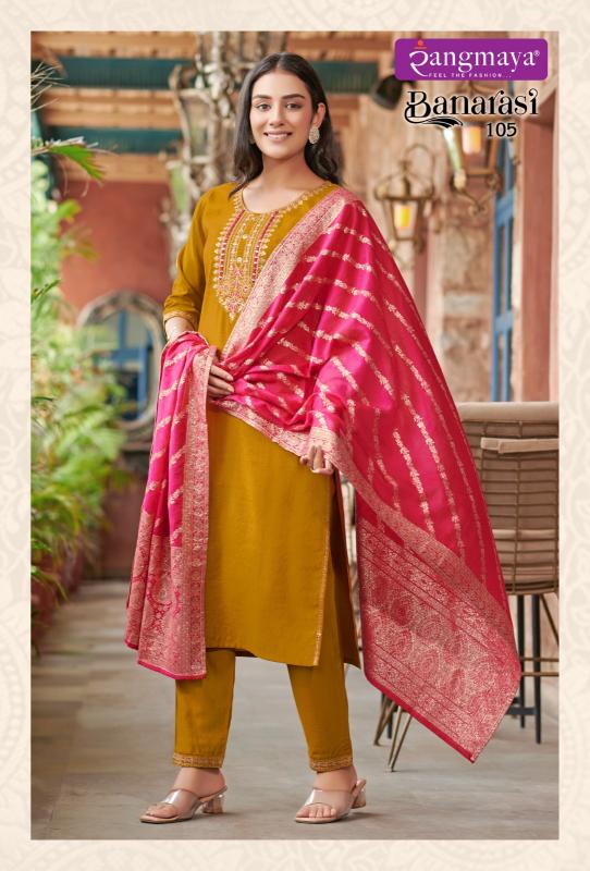 Rangmaya Banarasi banarasi kurti almond pattern in india