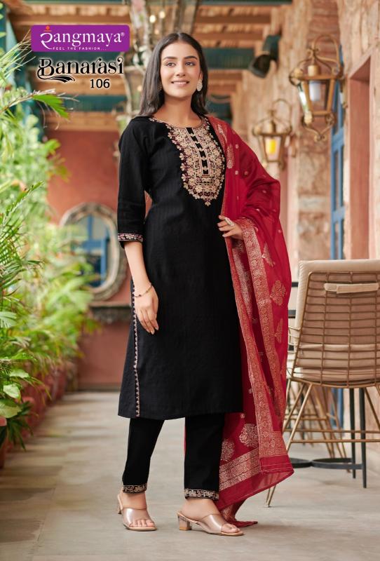 Rangmaya Banarasi banarasi kurti almond pattern in india