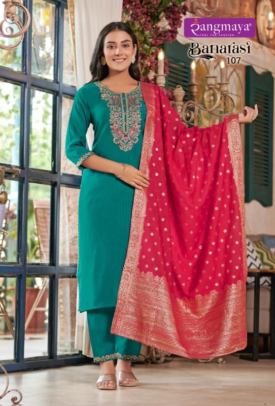 Rangmaya Banarasi banarasi kurti almond pattern in india