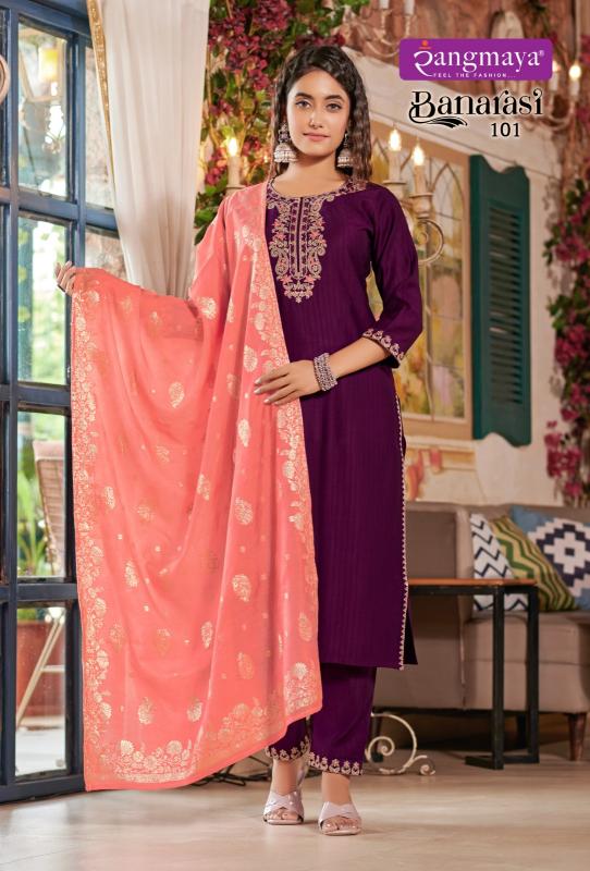 Rangmaya Banarasi banarasi kurti almond pattern in india