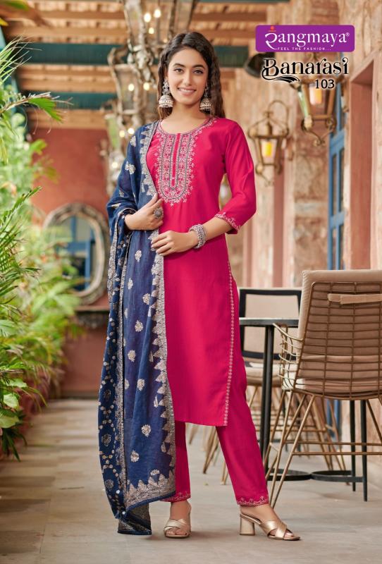 Rangmaya Banarasi banarasi kurti almond pattern in india