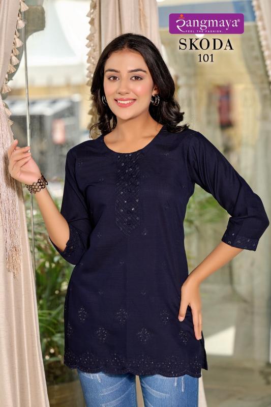 Rangmaya Skoda black stylish kurtis online india