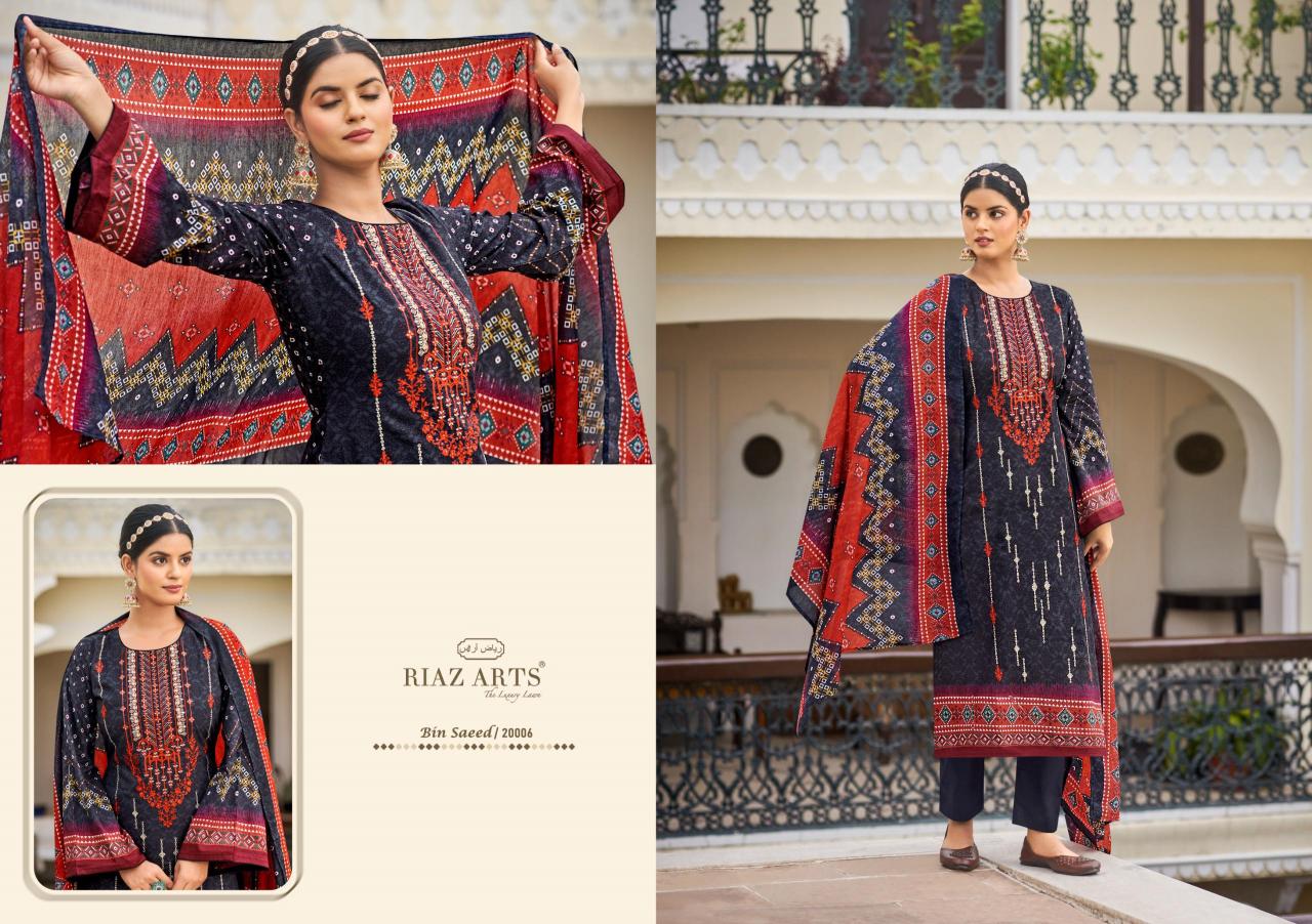 Riaz Arts Bin Saeed Vol 3 Lawn Digital Printed Salwar kameez Wholesale Catalog