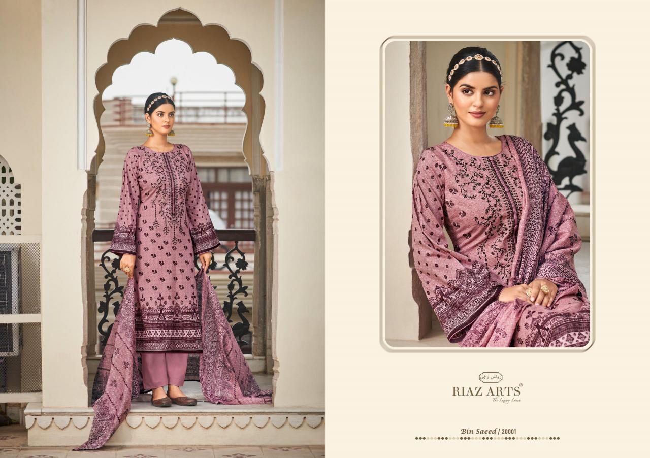 Riaz Arts Bin Saeed Vol 3 Lawn Digital Printed Salwar kameez Wholesale Catalog