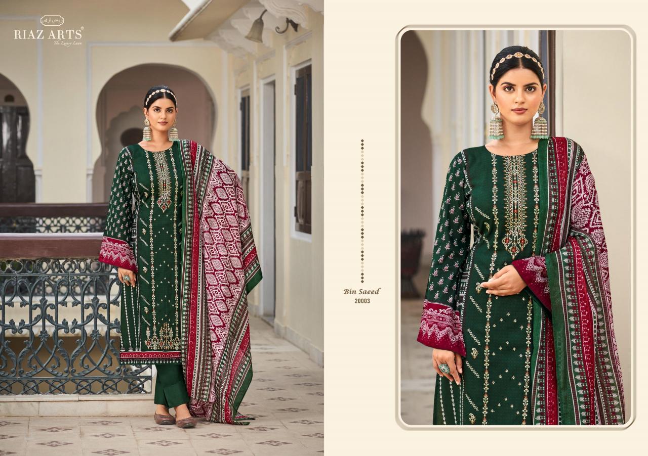 Riaz Arts Bin Saeed Vol 3 Lawn Digital Printed Salwar kameez Wholesale Catalog