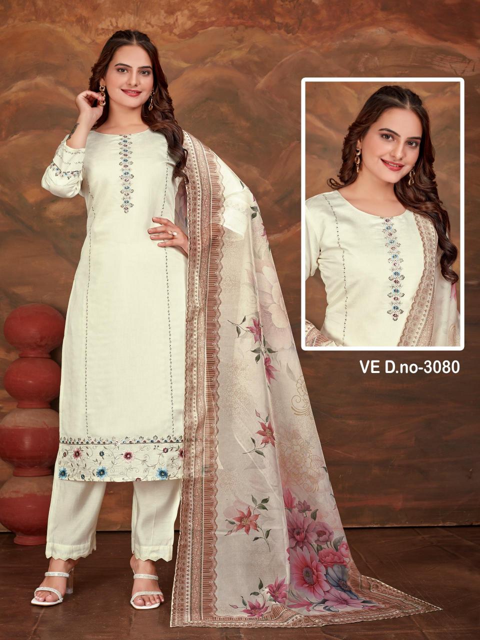 Sabella 3079 & 3080 plain white kurti online india