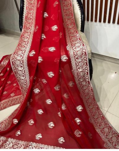 Sabella Pure Crepe Georgette Silk zari sarees online shopping india