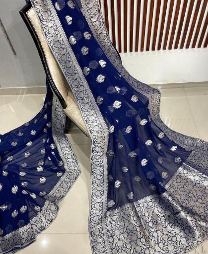 Sabella Pure Crepe Georgette Silk zari sarees online shopping india