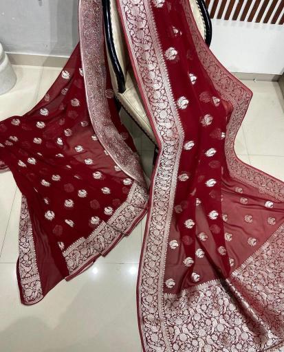 Sabella Pure Crepe Georgette Silk zari sarees online shopping india