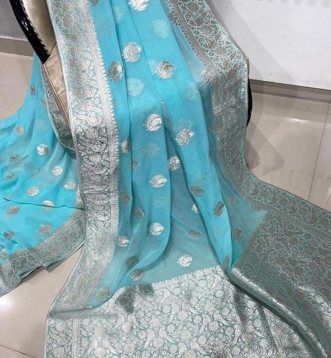 Sabella Pure Crepe Georgette Silk zari sarees online shopping india