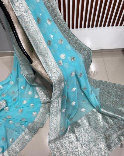 Sabella Pure Crepe Georgette Silk zari sarees online shopping india
