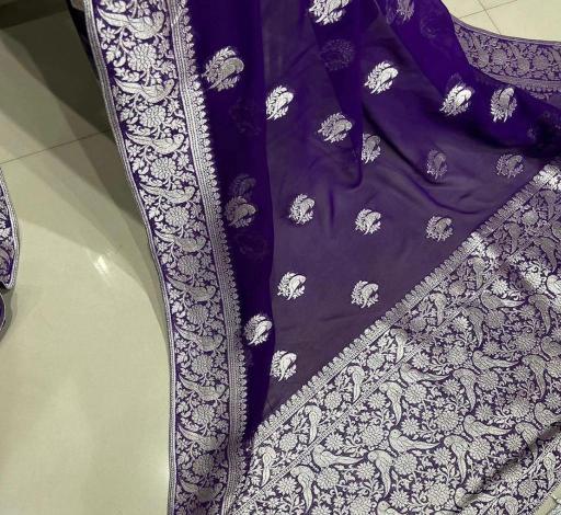 Sabella Pure Crepe Georgette Silk zari sarees online shopping india