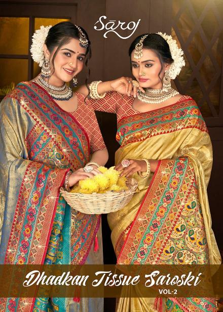 Saroj Dhadkan Tissue Swarovski vol.2 Tissue silk saree  in surat with price wholesale