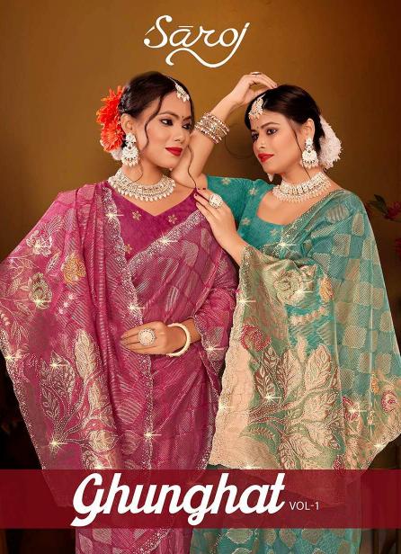 Saroj Ghunghat Jharkan vol.1 Fancy silk saree  in surat with price wholesale