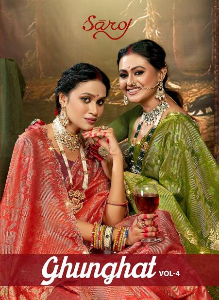Saroj Ghunghat Jharkan vol.4 Fancy silk saree  in surat with price wholesale