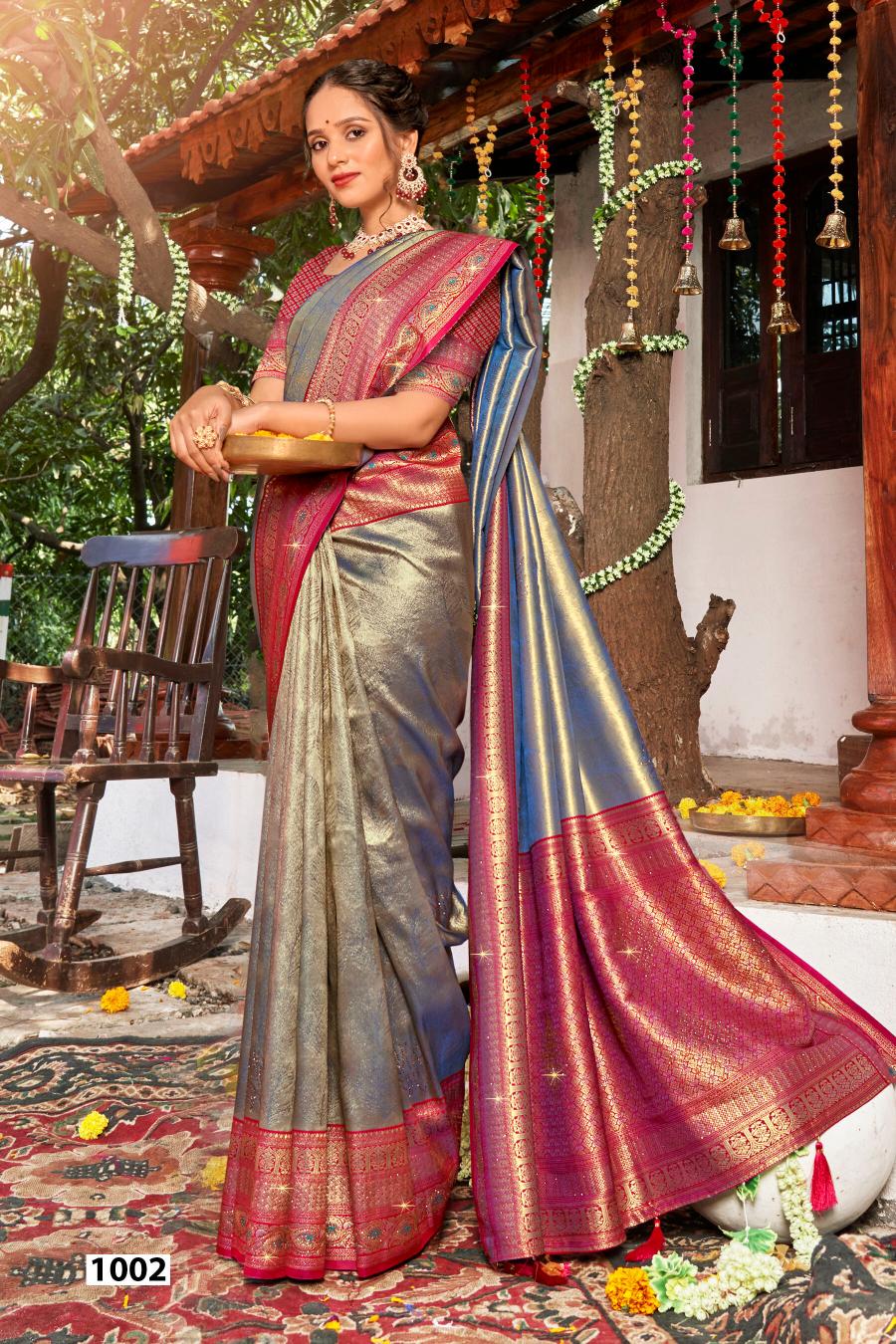 Saroj Shamaa Tissue Swarovski vol.1 Tissue silk saree  in surat with price wholesale