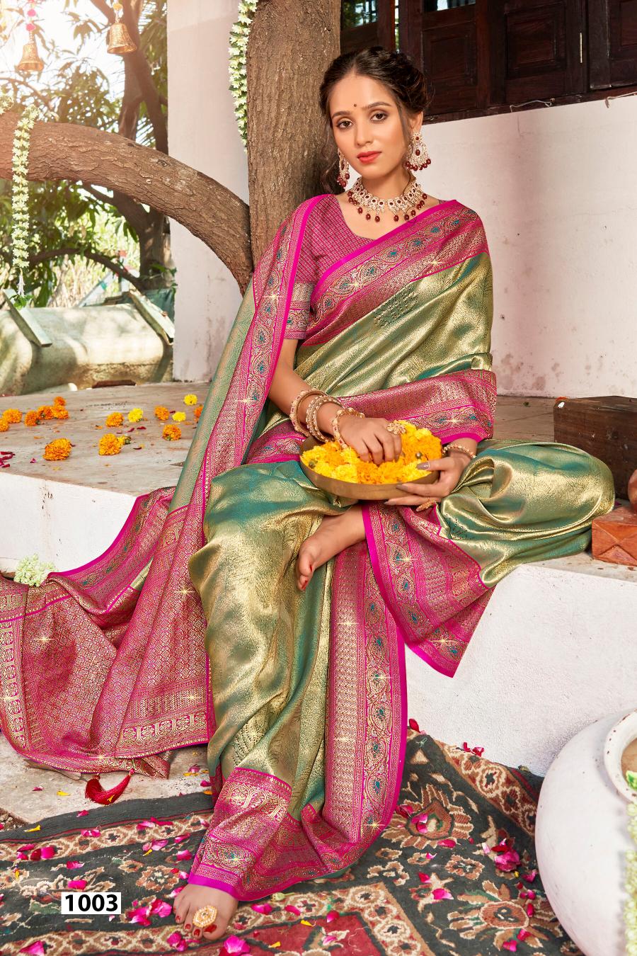 Saroj Shamaa Tissue Swarovski vol.1 Tissue silk saree  in surat with price wholesale