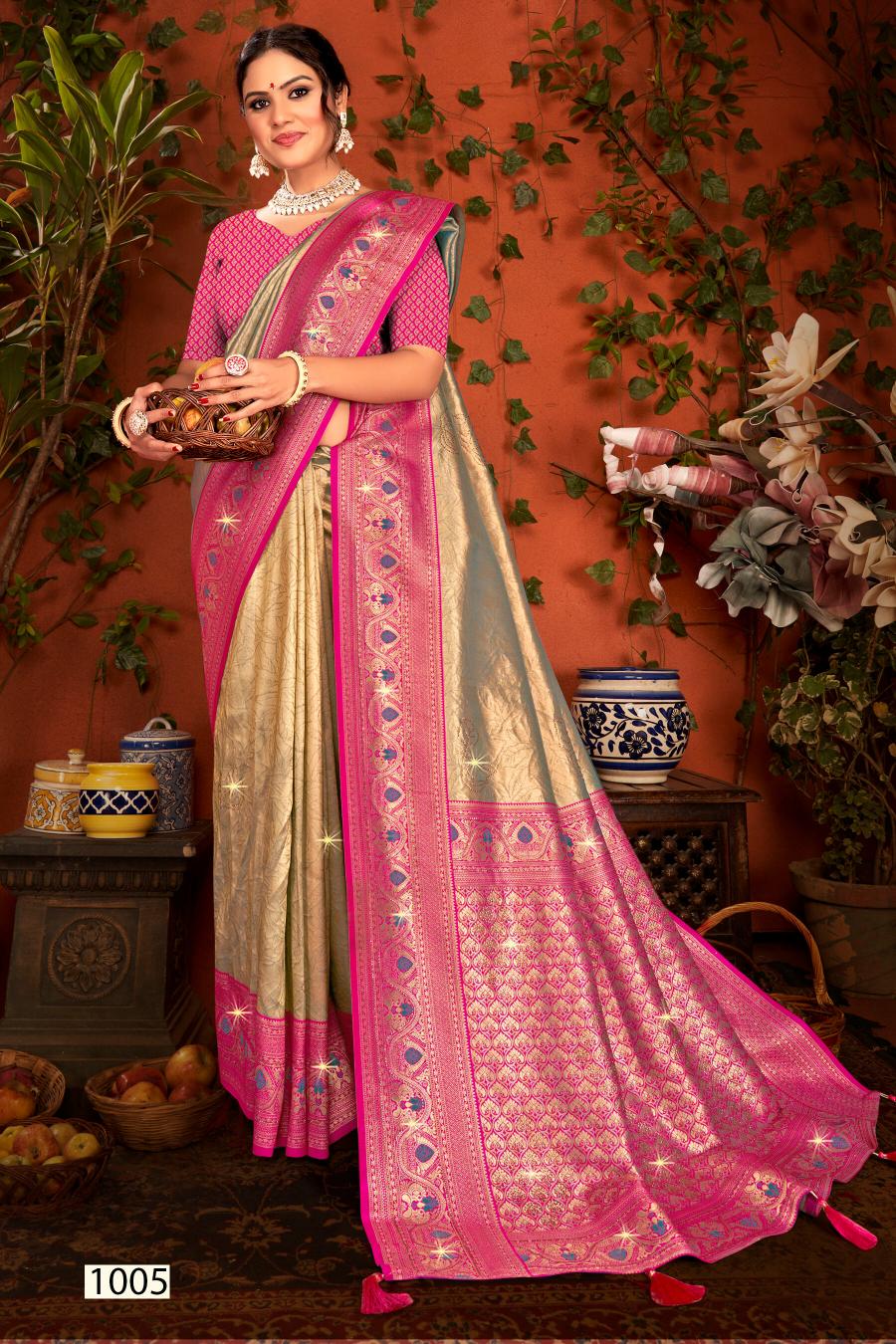 Saroj Shamaa Tissue Swarovski vol.2 Tissue silk saree  in surat with price wholesale
